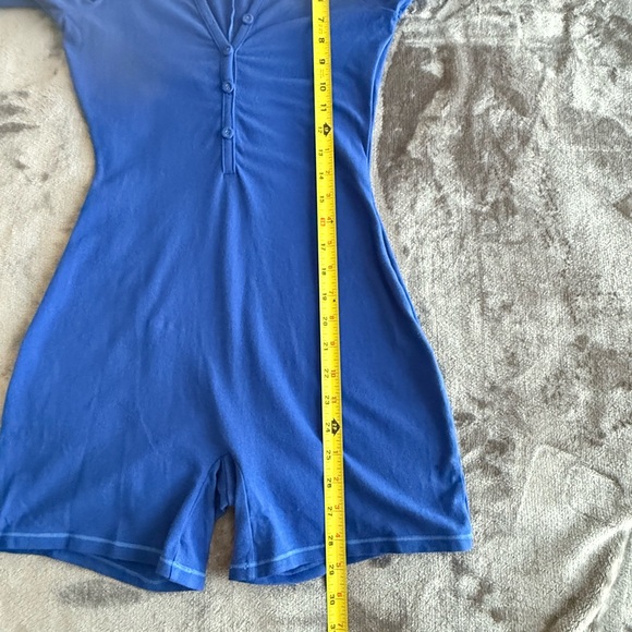 Skims Long Sleeve Henley One Piece Romper Size S Blue Cotton Lounge Sleepwear - Picture 6 of 10